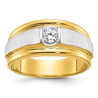 14k Two tone Gold Mens Polished and Satin 1/4 Carat Diamond Ring Size 10.00 Jewelry for Men