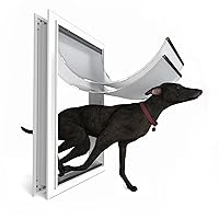 XL Dog Door for Exterior Doors: Heavy Duty Aluminum Doggie Door, Extreme Weather Doggy Door, Giant Dog Door for Large and Extra Large Dogs Up to 220 lbs, Dual Flap Insulated Dog Door, Lockable
