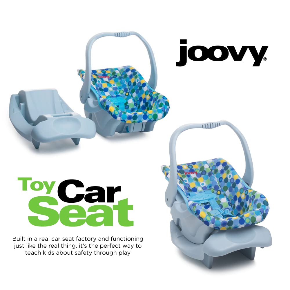Joovy Toy Car Seat Baby Doll Carrier Featuring Crash-Tested Latch System for Safety, Machine-Washable Cover for Easy Cleaning, and Five-Point Harness - Fits Dolls 12” to 22”, Blue
