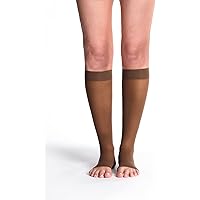 SIGVARIS Women’s Style Sheer 780 Open Toe Calf-High Socks 20-30mmHg - Small Short- Mocha