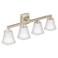 Moen YB5164NL Voss 4-Light Dual-Mount Bath Bathroom Vanity Fixture with Frosted Glass, Polished Nickel