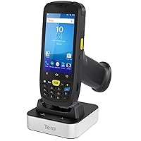Tera Android Barcode Scanner Mobile Computer with Charging Cradle Pistol Grip, 1D 2D QR Zebra Scanner, Android 10 Handheld PDA Data Terminal, IP 65 Rugged 4G Wi-Fi GPS Works with Bluetooth Model P160