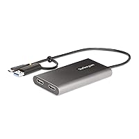 StarTech.com USB-C to Dual-HDMI Adapter, USB-C/A to 2X HDMI, 4K 60Hz, 100W PD Pass-Through, USB to HDMI Converter, Win/Mac