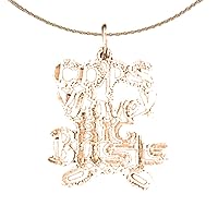 Saying Necklace | 14K Rose Gold Cops Love Big Busts Saying Pendant with 18