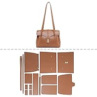 POPSEWING Soft 16 Tote Bag DIY Kit for Girls, Leather Working Kit with Bag Sewing Kit for Shoulder Bag, Leather Kit for Personalized Gift (Large Brown-DIY Kits)