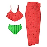 UNICOMIDEA Girls Swimsuits 3 Piece Bikinis Sets with Cover Up Bathing Suit for Summer 6-12Y Kids