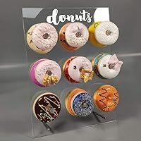LUGUNU Reusable Acrylic Donut Wall Display Stand On Table, Crystal Clear Handmade Donut Holder for Baby Showers, Birthday, Holiday Gathering, Donut Party Decorations and More, 9 Pillars (Say Donuts)