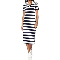 Nautica Women's Johnny Collar Short Sleeve Stripe Dress