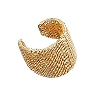 14Kt White Gold Ring for Women, Cocktail Sizable Band for Ladies, Wire Weaving Fashion Jewelry