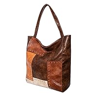 Vintage Women Tote Bags Shopping Purses for Women Soft Leather Shoulder Purses and Handbags Rivet Hobo Bags for Women