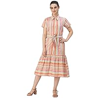 Short Sleeve A-Line Shirt Collar Cotton Dress - Women's Casual Dress