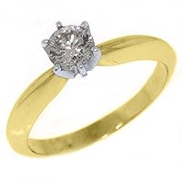 14k Yellow Gold .50 Carats Solitaire Brilliant Round Diamond Ring