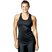 Women Racerback Fitness Yoga Active Sports Sleeveless Fitted Vest Tank Top Vest Dry Fit Workout Wear (Black, 12)