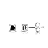Natalia Drake Princess Cut Black Diamond Stud Earrings for Men 925 Sterling Silver Tiny Goth Studs