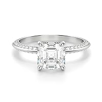 3.16 CT Asscher Moissanite Engagement Ring Wedding 925 Sterling Silver,10K/14K/18K Solid Gold Wedding Set Solitaire Accent Halo Style, Silver Anniversary Promise Ring Gift for Her