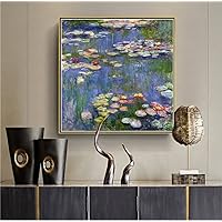 Paint by Numbers Kits for Adults and Kids Water Lilies Painting by Claude Monet Arts Craft for Home Wall Decor