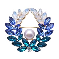 JYX Pearl Olive Branch Fine Pearl Ball Brooch Pin 10mm White Cultured Pearl Brooches Scarf Pin