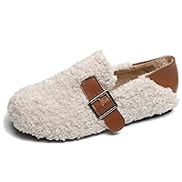 JOEupin Women's Slip On Fuzzy Mary Jane Flats Warm Loafers House Slippers Home Ballet Flats