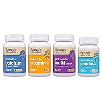 Renzo's Vitamins Kid Essential Bundle - Probiotic for Kids, Kids Vitamin C with Elderberry & Zinc for Immune Support, Picky Eater Kids Multivitamin, and Hercules Calcium