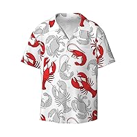 Funny Shrimp Men's Summer Short-Sleeved Shirts, Casual Shirts, Loose Fit with Pockets