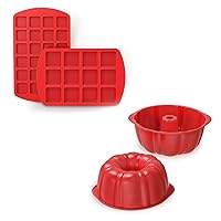 SILIVO 2x Silicone Brownie Pans + 2x Silicone Bundt Pans