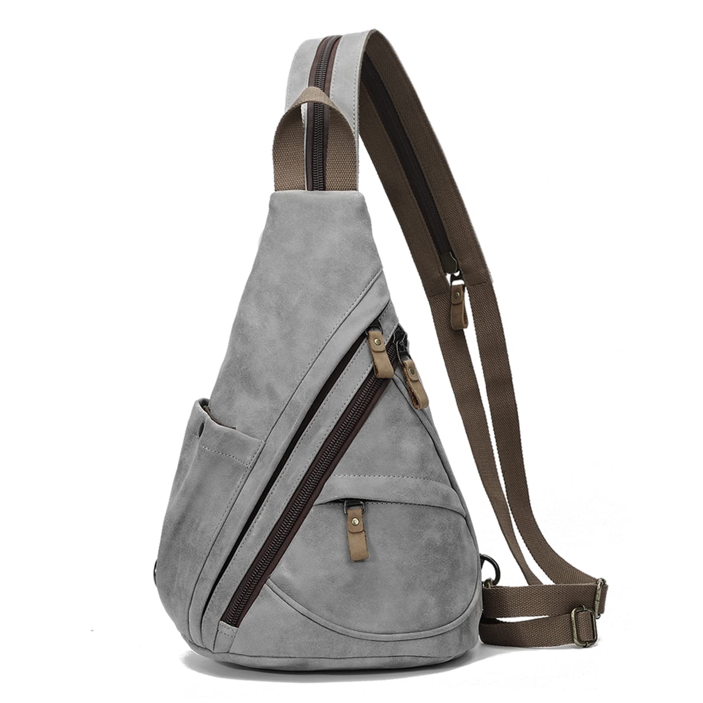 KL928 PU Leather Sling Bag - Small Crossbody Backpack Shoulder Casual Daypack Rucksack for Men Women