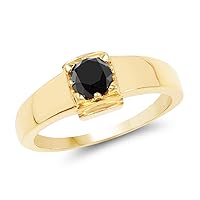 14K Yellow Gold Plated 0.25 Carat Genuine Black Diamond .925 Sterling Silver Ring