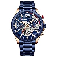 Reginald Men's Watches Sports Quartz Chronograph Luxury Stainless Steel Luminous Waterproof Watches