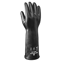 SHOWA 890-09 890 Unlined Viton Over Butyl Glove, Rolled Cuff, Chemical Resistant, 28 mils Thick, 14