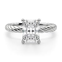 Riya Gems 2 CT Radiant Moissanite Engagement Ring Wedding Eternity Band Vintage Solitaire Halo Setting Silver Jewelry Anniversary Promise Vintage Ring Gift
