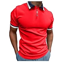 Summer Casual Work Polos Golf Shirts for Men Short Sleeve Button Down Baseball T-Shirts Slim Fit Collared Tennis Tee Tops