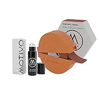 Motivo Advanced Scar Care Bundle: Scar Tape & Roller Serum (10ml) | Water & Sweat Resistant, Long-Lasting, Suitable for All Skin Types | Ideal for Surgical, C-Section, Trauma, & Acne Scars | Cocoa