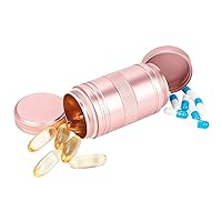 Pill Case Pill Box 2 Times a Day - Metal Portable Pill Container Daily Medicine Pill Holder for Purse, Medicine Organizer for Vitamin/Fish Oil/Supplements, 1 Pack Pill Box Pink