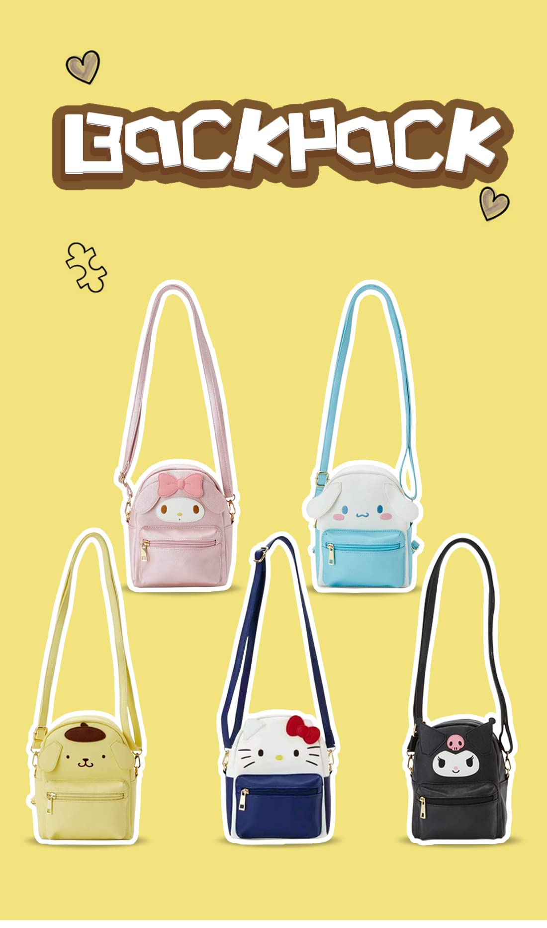 Girls Anime Kawaii Mini Backpack + Keychain Anime Cosplay Backpack Cute Doll Handbag Shoulder Bag(Blue)
