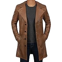 3/4 Length Casual Car Coat Style Lambskin Long Leather Jacket Men