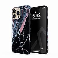 BURGA Phone Case Compatible with iPhone 14 PRO MAX - Hybrid 2-Layer Hard Shell + Silicone Protective Case -Hidden Beauty Light Pink Peach and Black Marble - Scratch-Resistant Shockproof Cover