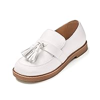 Coutgo Girls Loafers School Uniform Dress Shoes Tassel Slip On Walking Flats