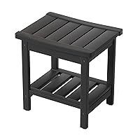 Zoopolyn HDPE Shower Bench Seat Small Poly Shower Bath Stool Chair for Inside Shower Waterproof with Storage Shelf for Bathroom Indoor Outdoor Use Black