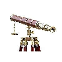 NauticalMart Floor Standing Brass - Wood Admiral Telescope 60