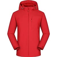 Womens Solid Waterproof Lightweight Hooded Rain Jacket Long Sleeve Zip Up Raincoat Casual Outdoor Travel Coats