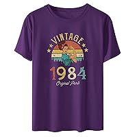 Vintage 1984 Original Parts Shirt Tops for Women 40th Birthday Gifts Loose T Shirts 1984 40th Birthday Party Ideas Tee Shirt