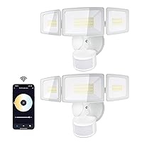 Onforu 2 Pack 55W Smart LED Security Lights Motion Sensor Outdoor, 5500LM 2500K-6500K WiFi Alexa Flood Light APP Control, Exterior Motion Detector Wired with Adjustable 3 Head IP65 Wall Light for Yard