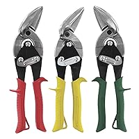 MIDWEST Aviation Snip Set - Left, Right and Straight Cut Offset Tin Cutting Shears with Forged Blade & KUSH'N-POWER Comfort Grips - MWT-6510RLS