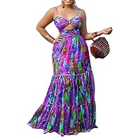 Women's Maxi Dresses for Beach Cocktails Straps Cut-Out Brassiere Homecoming Dress Assorted Colors