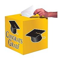 Creative Converting Congrats Grad Card Holder Box, School Bus Yellow -