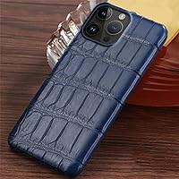 Crocodil Leather Phone Case for iPhone 15 11 12 13 14 Pro Max 14Pro 13Pro 15Pro 15Plus 14 Plus 12Pro Back Cover,Blue,for iPhone 13ProMax(6.7)