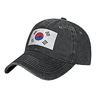 Flag of Republic of Korea Print Unisex Adjustable Baseball Caps Washed Denim Trucker Hat Baseball Low Profile Dad Hat