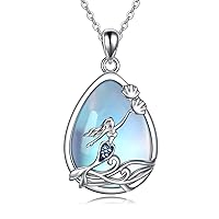 POPLYKE Sea Turtle Pendant Mermaid Necklace for Women Sterling Silver Moonstone Jewellery Ocean Necklace Moonstone Gifts Birthday