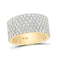 The Diamond Deal 10kt Yellow Gold Mens Round Diamond 6-Row Pave Band Ring 6-1/2 Cttw