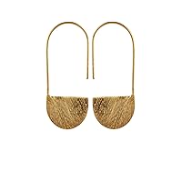 Metal 18k Gold Plated on Brass Lightning Bolt Celine Abstract Brushed Wavy Hook Earrings Large Minimalist Earrings Jewelry
